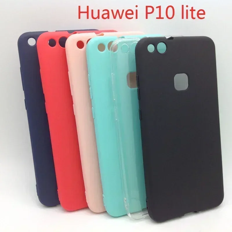 Huawei P10lite Silicone Soft TPU Cover case for huawei P10 lite Matte Candy solid colors Cover Back