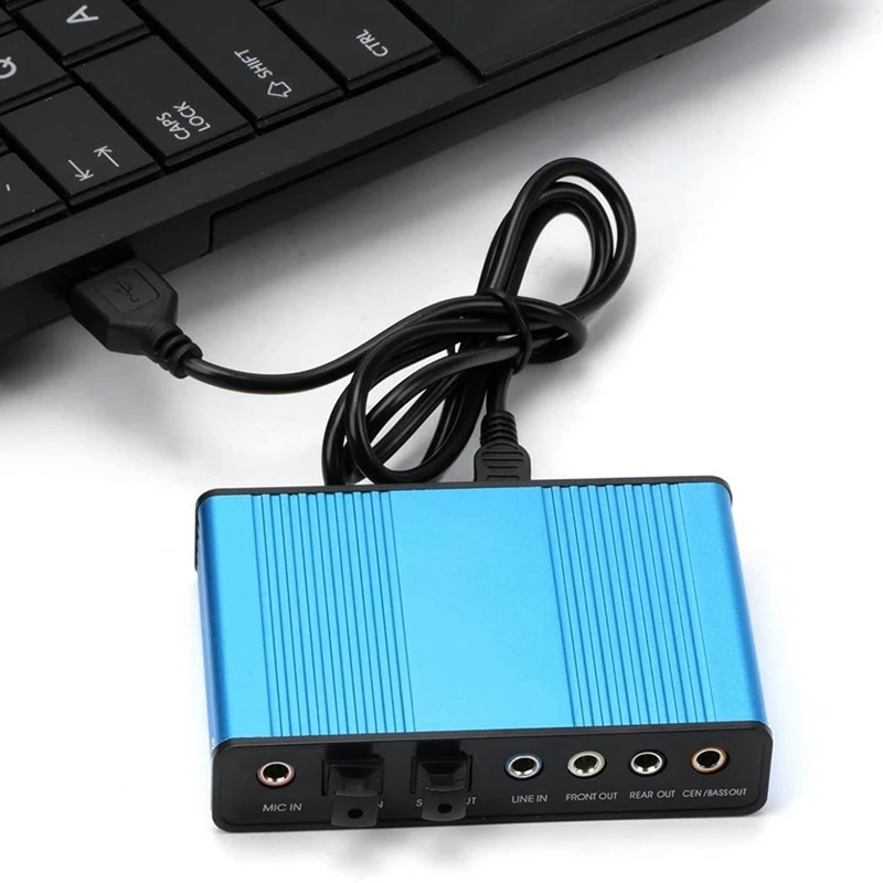 Sound Card,6 Channel External Sound Card USB 2.0 External 7.1 5.1 Surround Sound Optical S/PDIF Audio Sound Card Adapter