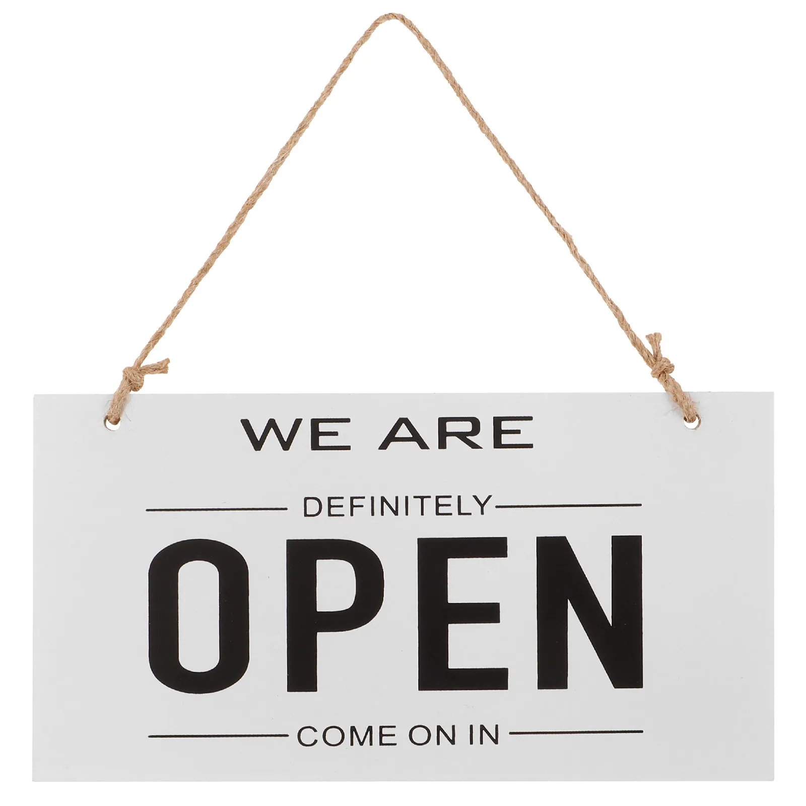 Double-Sided Wooden Store Sign White Simple Design Open Closed Sign for Door Hanging Rustic Decor