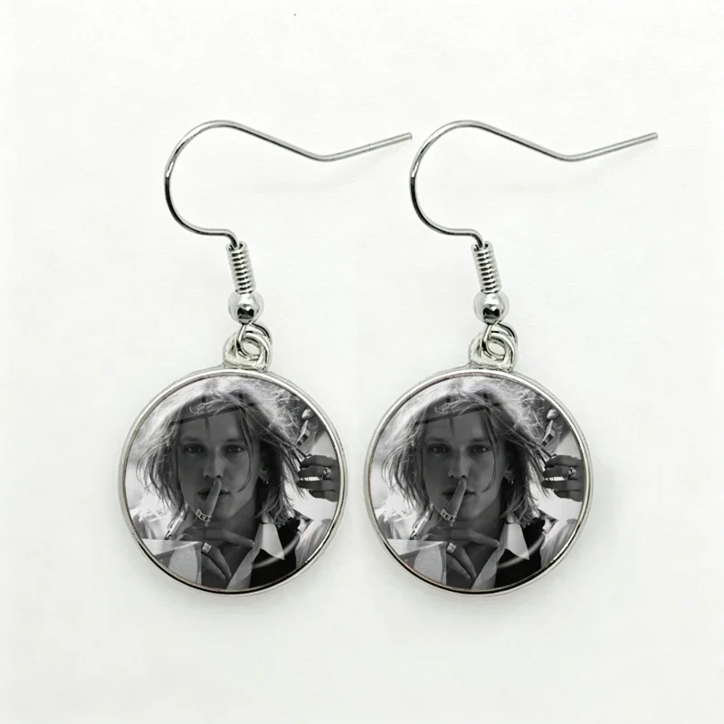Glass Actor J-Jamie Campbell Bower Women Dangle Earrings Fashion Drop Earrings Glass Cabochon Lady Earrings Jewelry