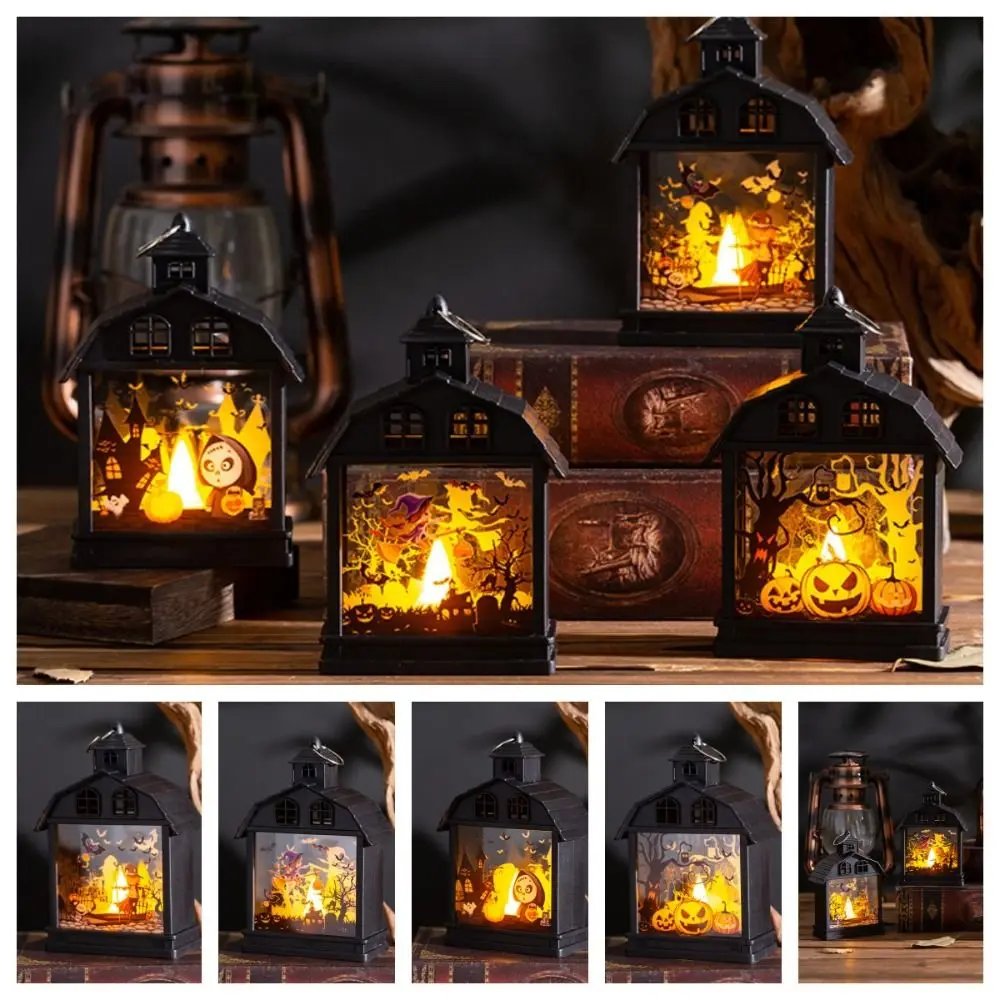 

Pumpkin Halloween Wind Lantern Ghost Witch Portable Pumpkin Lanterns Scarecrow LED Halloween Hanging Lamp Small Pendant