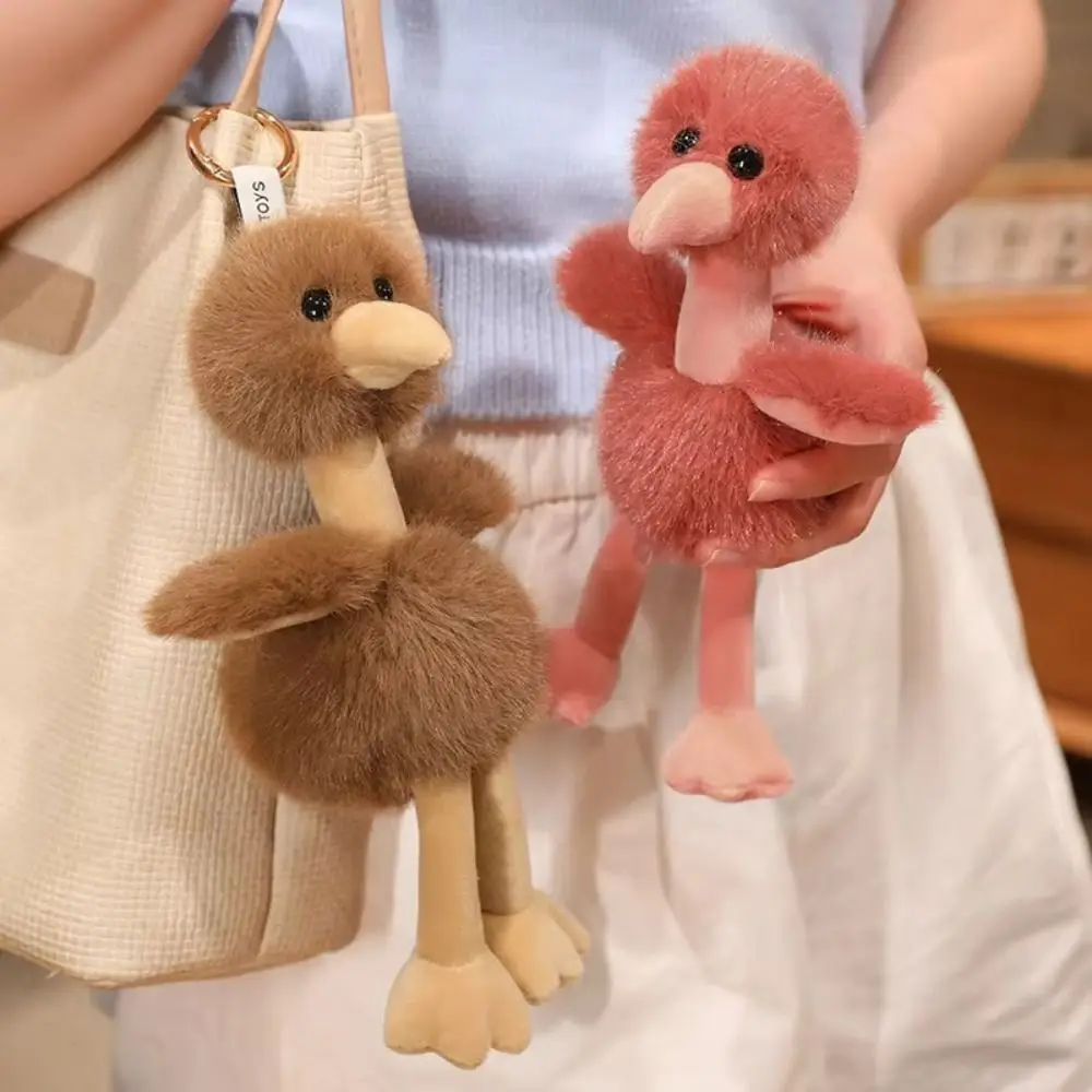 Soft Stuffed Ostrich Plush Keychains Furry Kawaii Ostrich Plush Doll Pendant Cute 20cm Bird Plush Keychains Pendant Decor