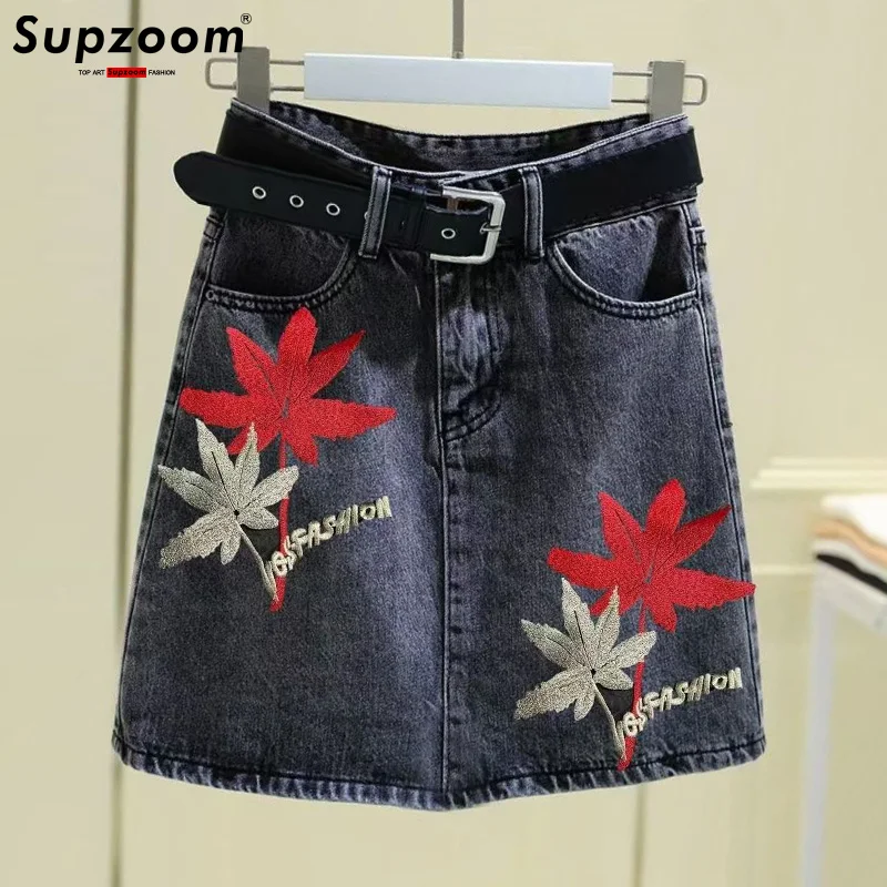 

Supzoom Новое поступление, модные хлопковые женские летние длинные юбки с цветочной вышивкой и большими нерегулярными вспышками