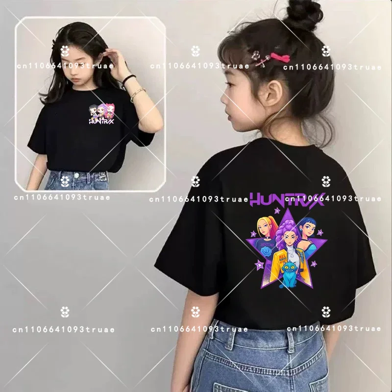 

Kpop Demon Hunters 1-12 Years Old Gift Children's Short-Sleeved Girls' Sports Shirt Casual Top Summer T-Shirt Loose Clothing