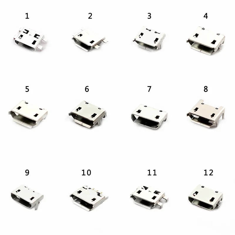 60 Pcs/set 12 Models Micro USB Connector Socket Jack USB Connectors Set for MP3 Lenovo Huawei Samsung SMD DIP Socket Set Kit