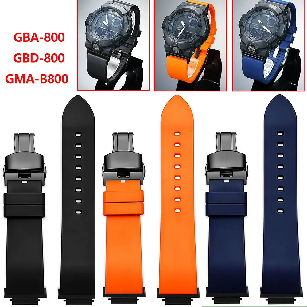 

GBA-800 FKM фторкаучуковый ремешок для часов для CASIO GBD-800 GMD-800 GMA-800 GA-800 мужской спортивный силиконовый резиновый ремешок для часов браслет на запястье