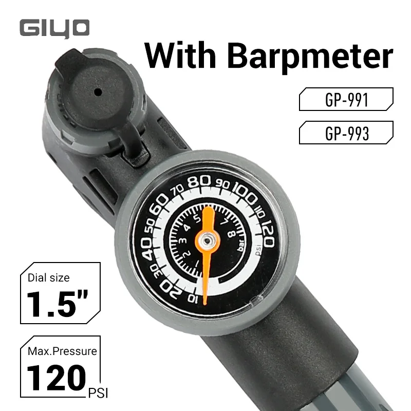 Giyo Bicycle Pump Portable 120PSI Tire Inflator Schrader Presta Smart Valve Cycling Hand Air Pump MTB Road Bike Air Pump