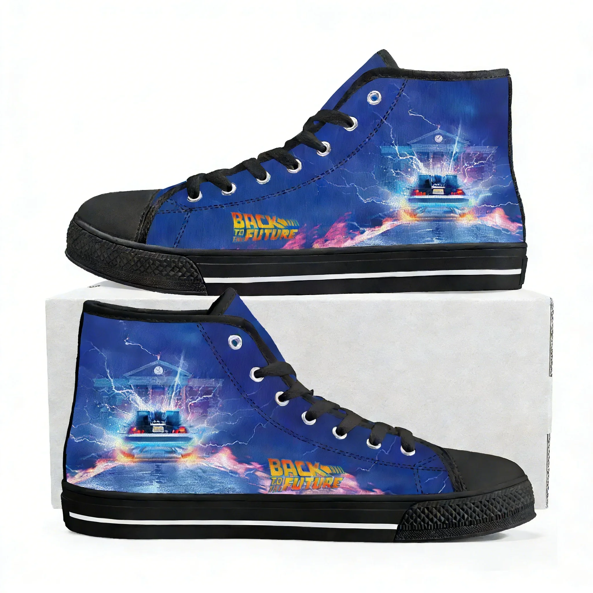 

Кроссовки Back To The Future High Top для мужчин, женщин и подростков, высококачественные модные трендовые кеды из канваса, повседневная обувь с возможностью индивидуального дизайна