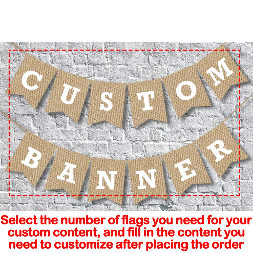 Personalisiertes Jute-Banner Entwerfen Sie Ihr Eigenes Banner Foto-Requisite Geburtstagsparty-Dekoration Rustikales Vintage-Schild Baby-Shower-Accessoire – Detail 1