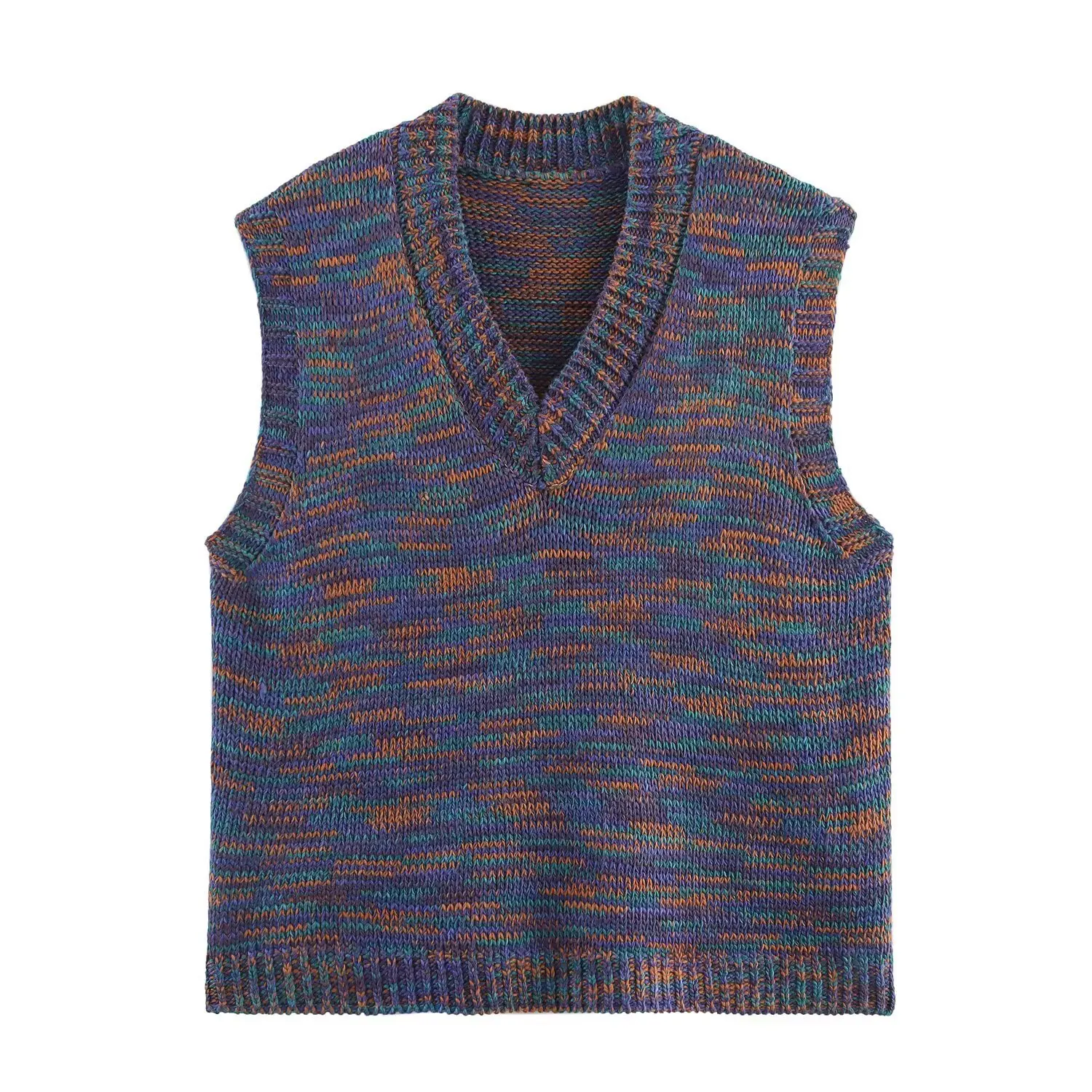 

Autumn Elegant V-Neck Knitted Top V-Neck Knitted Sweater Vest Woolen Knitted Vest Korean Style Outerwear Loose Fit Solid Vest