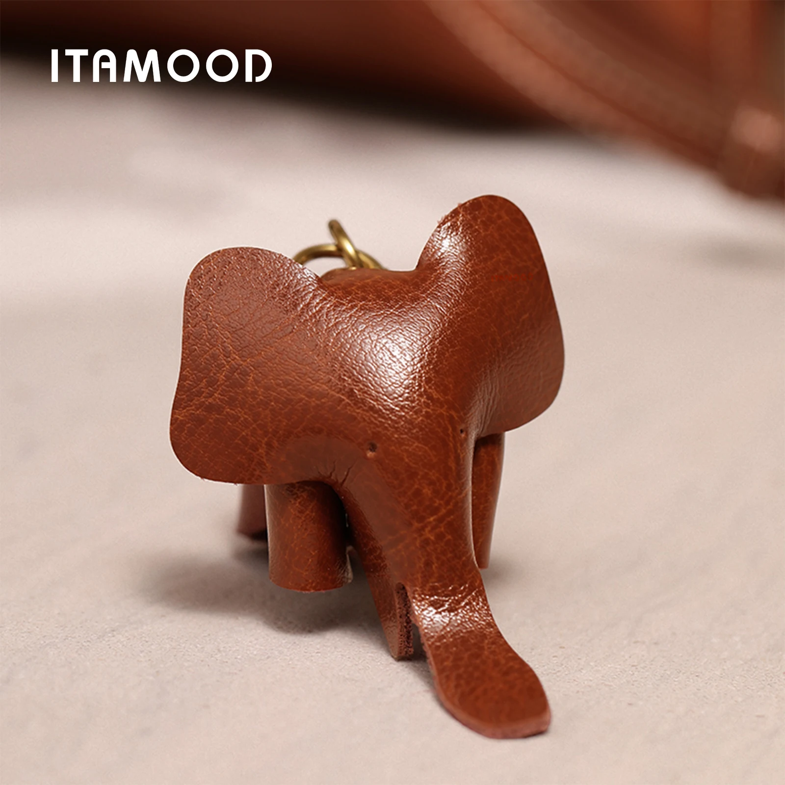 ITAMOOD Texture Leather Small Square Bag Senior Sense of Retro Small Bag Shoulder Bag Fashion Handbag with Cute Elephant Pendant