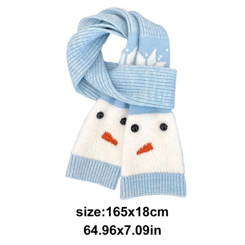 Sciarpa modello pupazzo di neve moda fiocco di neve Sciarpa in misto cashmere antivento stile coreano Scialle lavorato a maglia blu caldo invernale