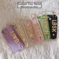 Custom Name Big Metal Charm Letters TPU Phone Case, Personalized Cover, For iPhone 16Pro Max 11 12 13Pro Max 15 Pro Plus Mini