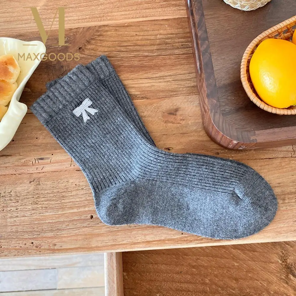 

Модные осенне-зимние носки с бантом, утепленные бесшовные носки, женские носки до середины икры в японском стиле для женщин и девочек