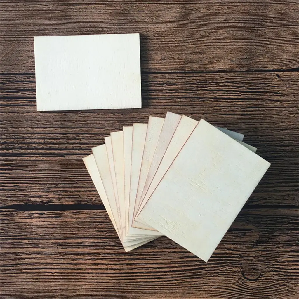 10pcs Blank Wood Business Card Wooden Unfinished Wood Plaque Craft