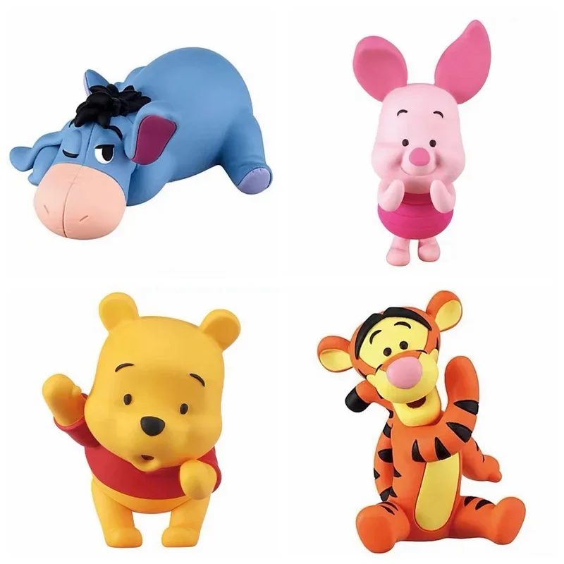 4pcs/set Disney Pooh Bear Whisper Series Winnie Donkey Eeyore Piglet Tiger Action Figure Toy Anime Doll Kids Brithday Xmas Gifts