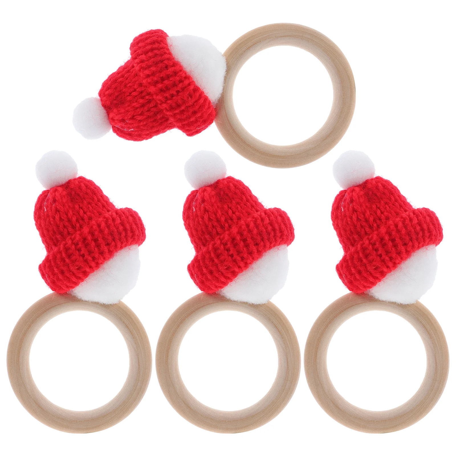

4Pcs Christmas Mini Santa Hat Napkin Rings Metal Table Dining Decor Party Napkin Holders Xmas Creative Buckles
