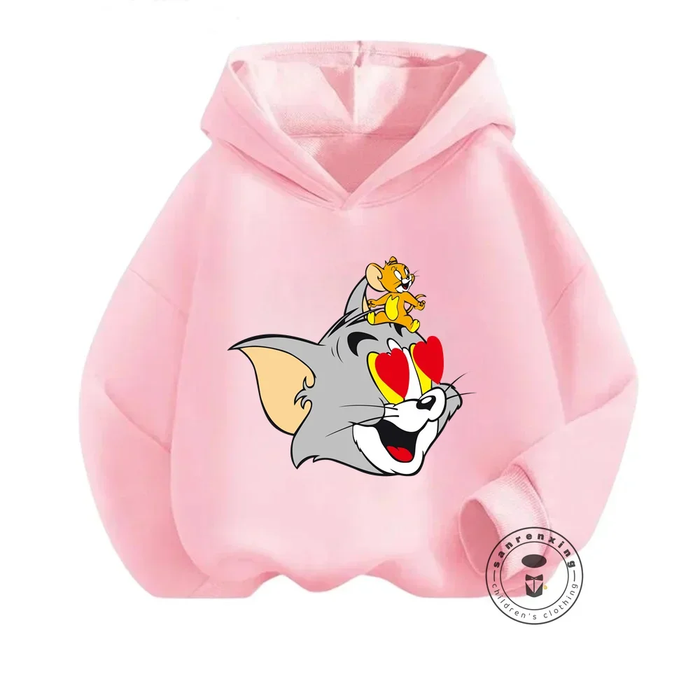 Cute and Kawaii Tom and Jerry Patterns on Trendy Warm Hoodies for Kids Perfect Autumn and Winter Fashion with a Hip-Hop Style