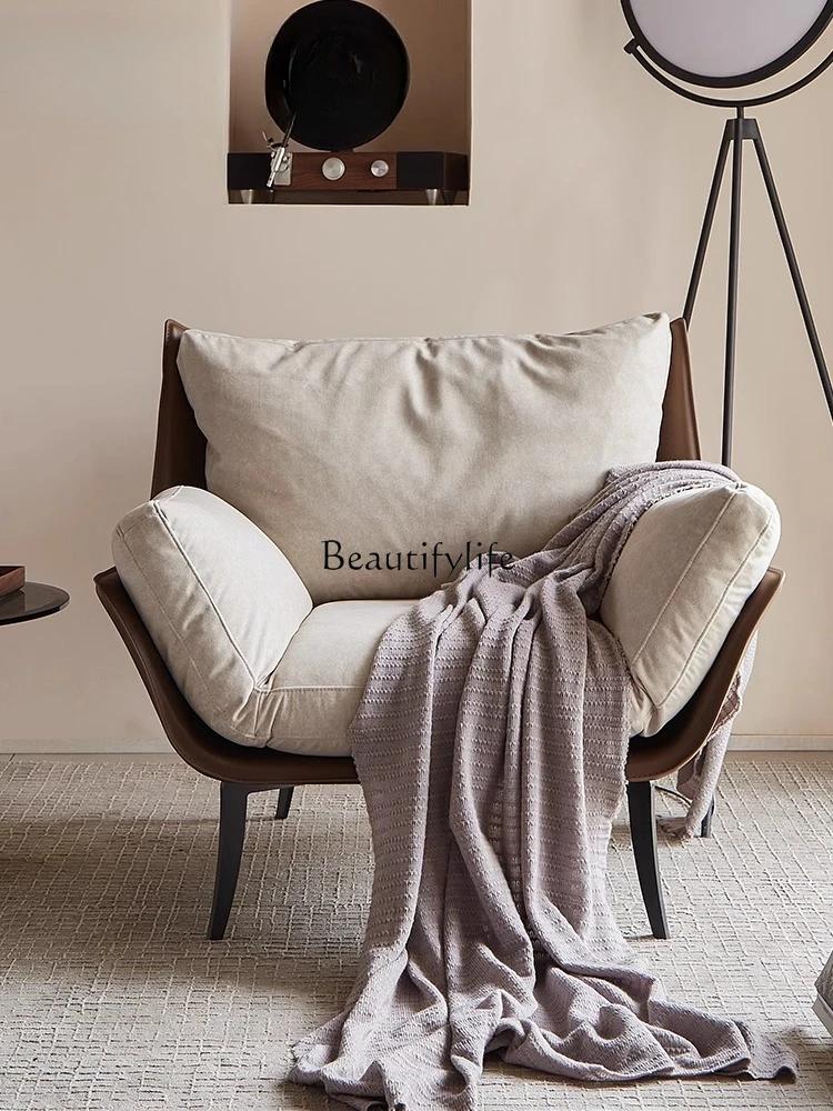 

Italian minimalist designer leisure chair living room home light luxury backrest lazy balcony sofa chair