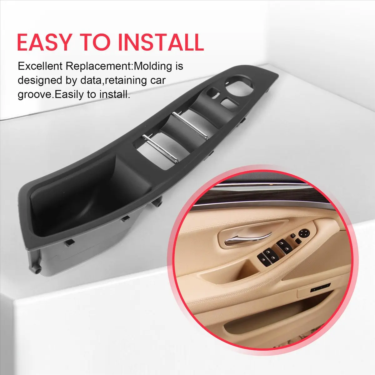 #67T Automotive Parts & Accessories,RHD Car Interior Door Handle Door Panel Pull Trim Cover Black RHD (Black) view 2