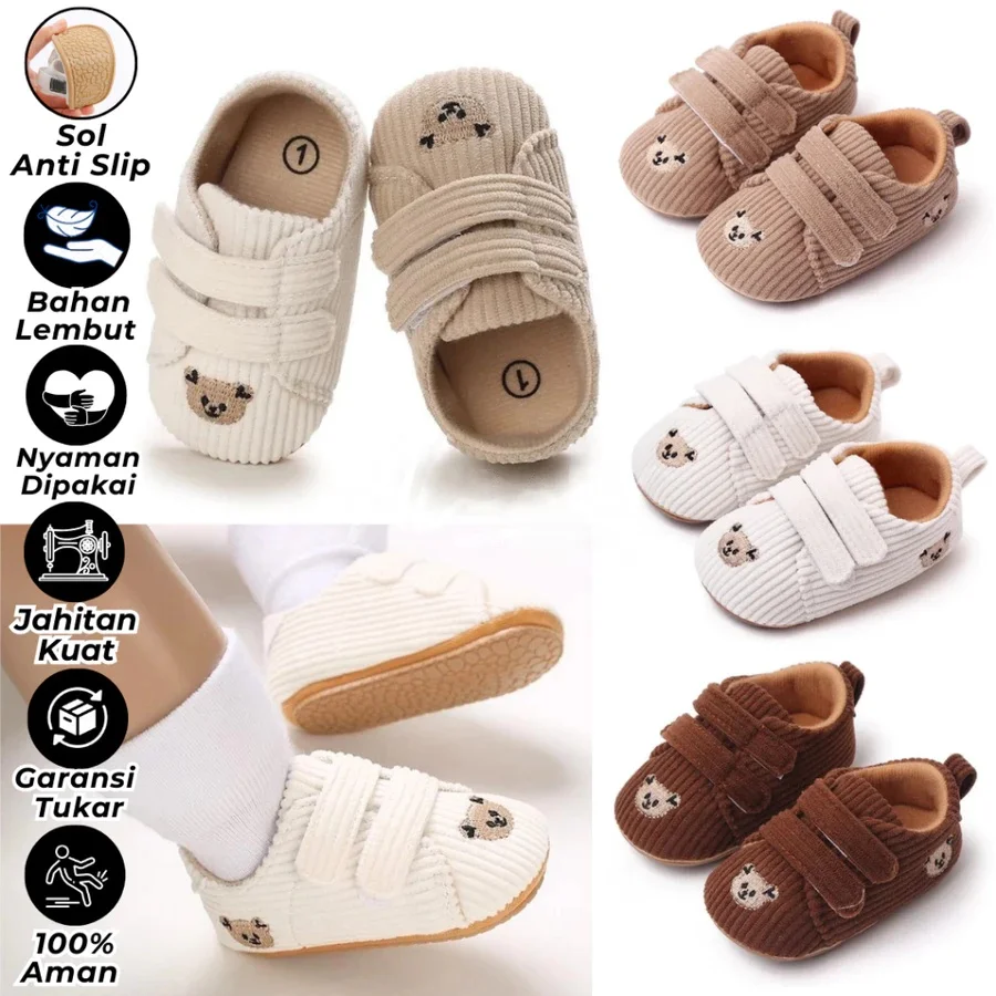 Spring and summer fashionable and simple white teddy bear cloth shoes, comfortable walking shoes for newborns and babies