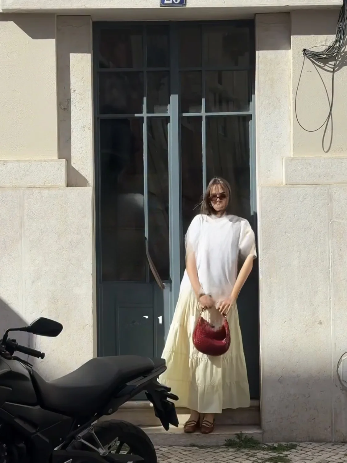 ZHAOLIN Halter Layered A-Line Skirt White Yellow Summer New Style Belted Long Midi Skirt Vacation Vibes Women's Fashion