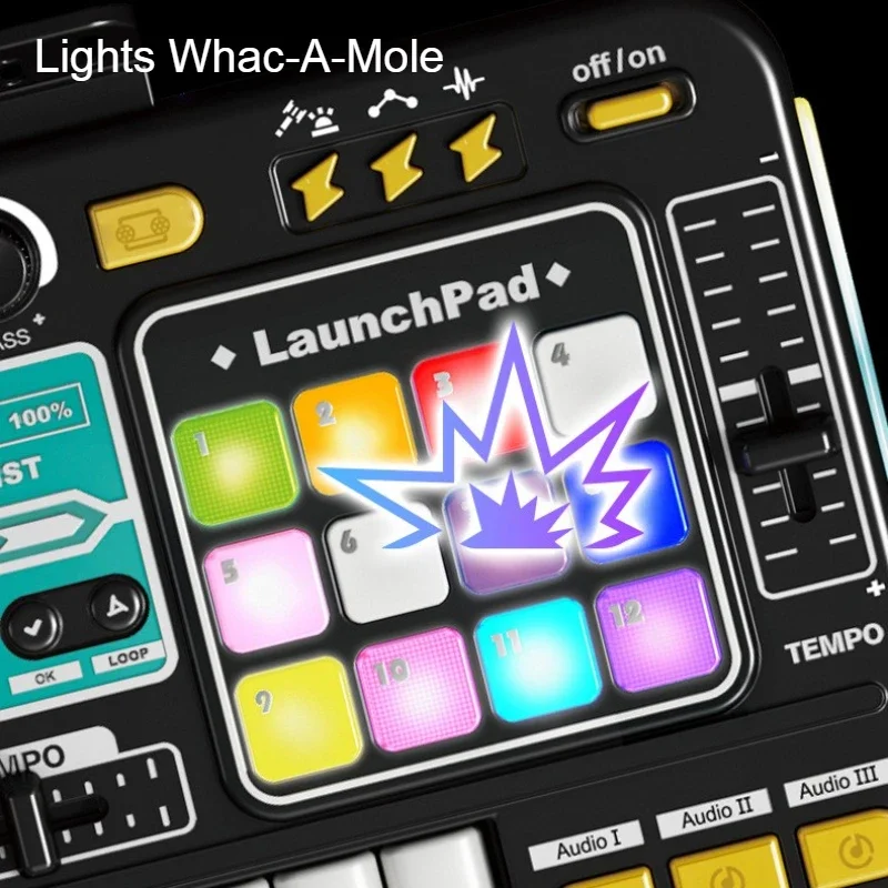 Kinder DJ Controller Musik Spielzeug Mixer mit Mikrofon LED Licht Elektronische Musik Spiel DJ Plattenspieler für Kinder Geburtstag Geschenke