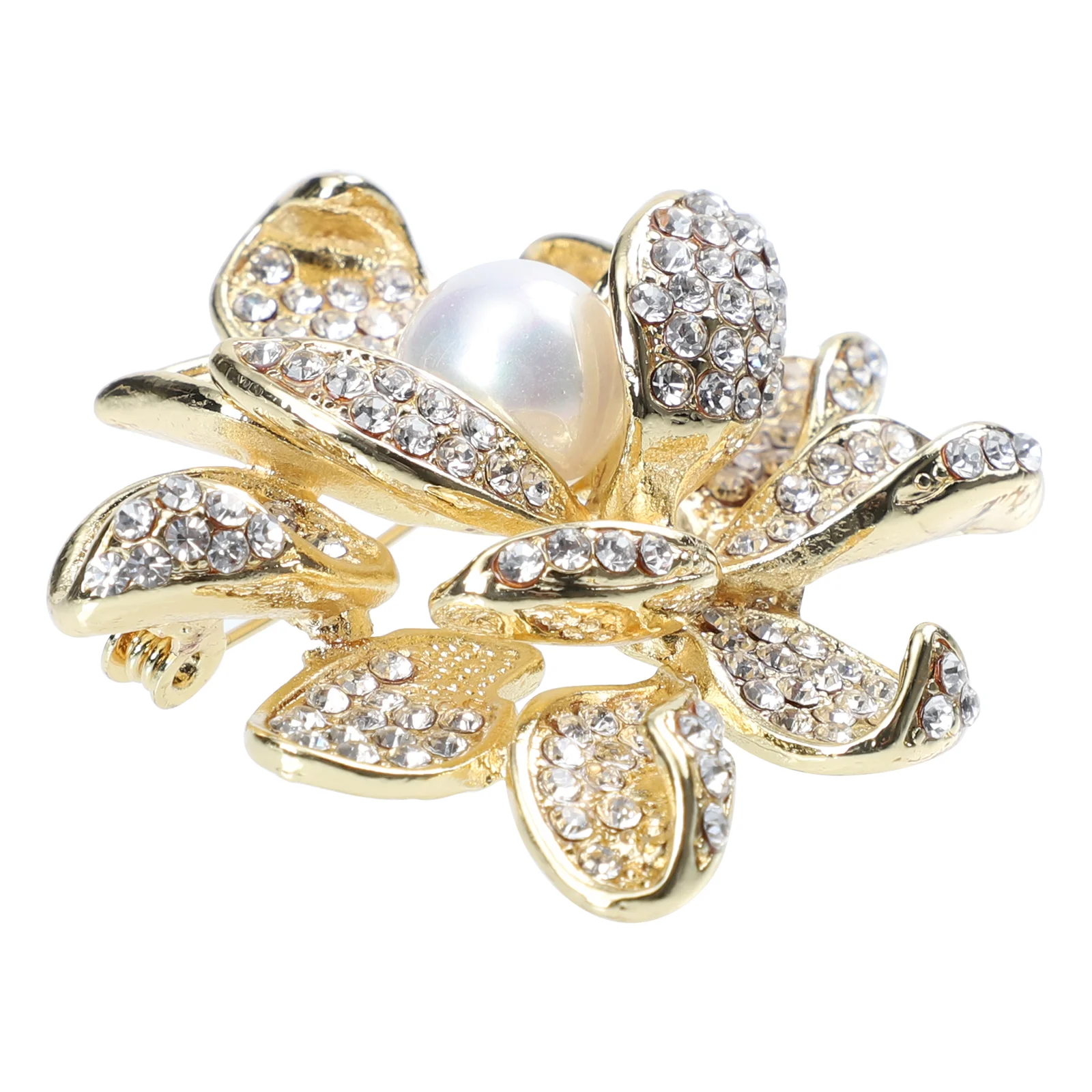 Pearl Lotus Brooch Alloy Badge Wedding Guest Dress Zircon Clothing Accessories The Flowers Rhinestone