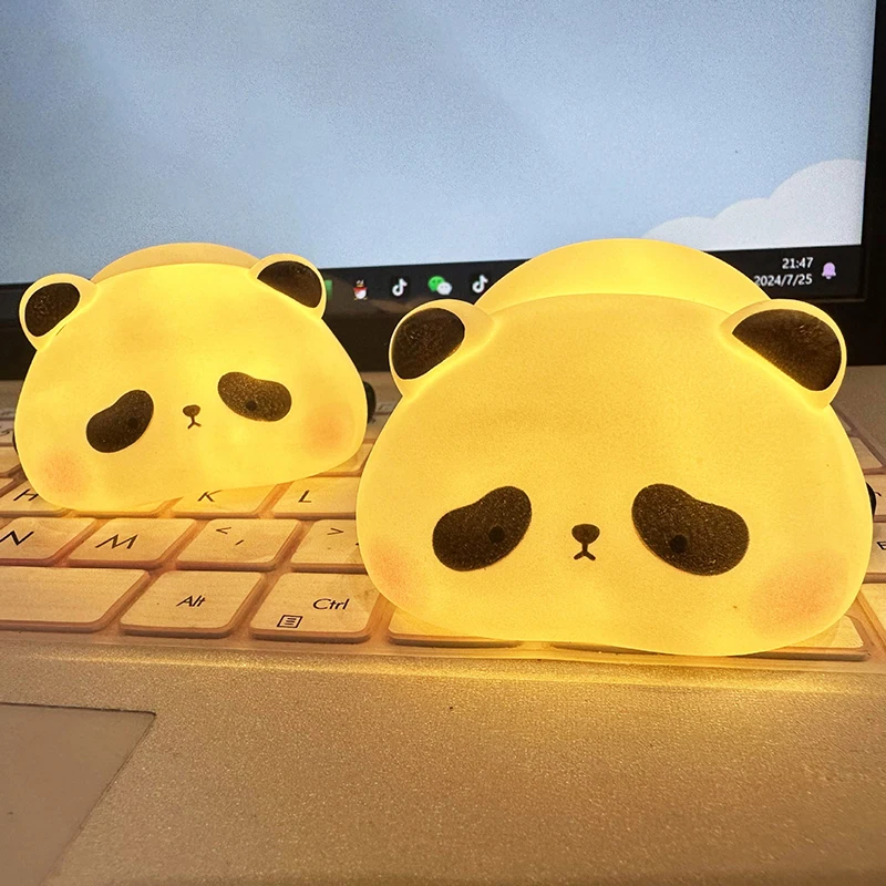 Mini Panda creativo, luz nocturna pequeña para sala de estar, bonito Panda, lámpara de silicona, decoración de cabecera, luz nocturna para niños, regalo de cumpleaños