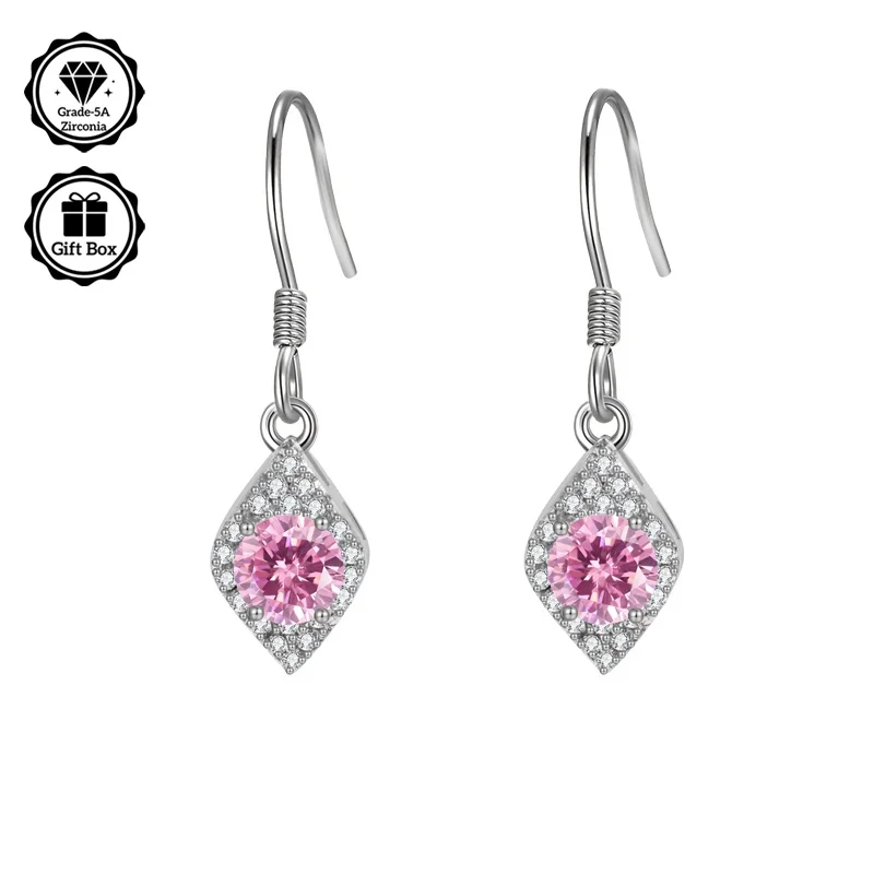 LAMVOICE Schmuck für Damen/Hypoallergene Hakenohrringe mit 1 Karat Zirkonia, Weihnachtsgeschenk für hochwertigen Schmuck