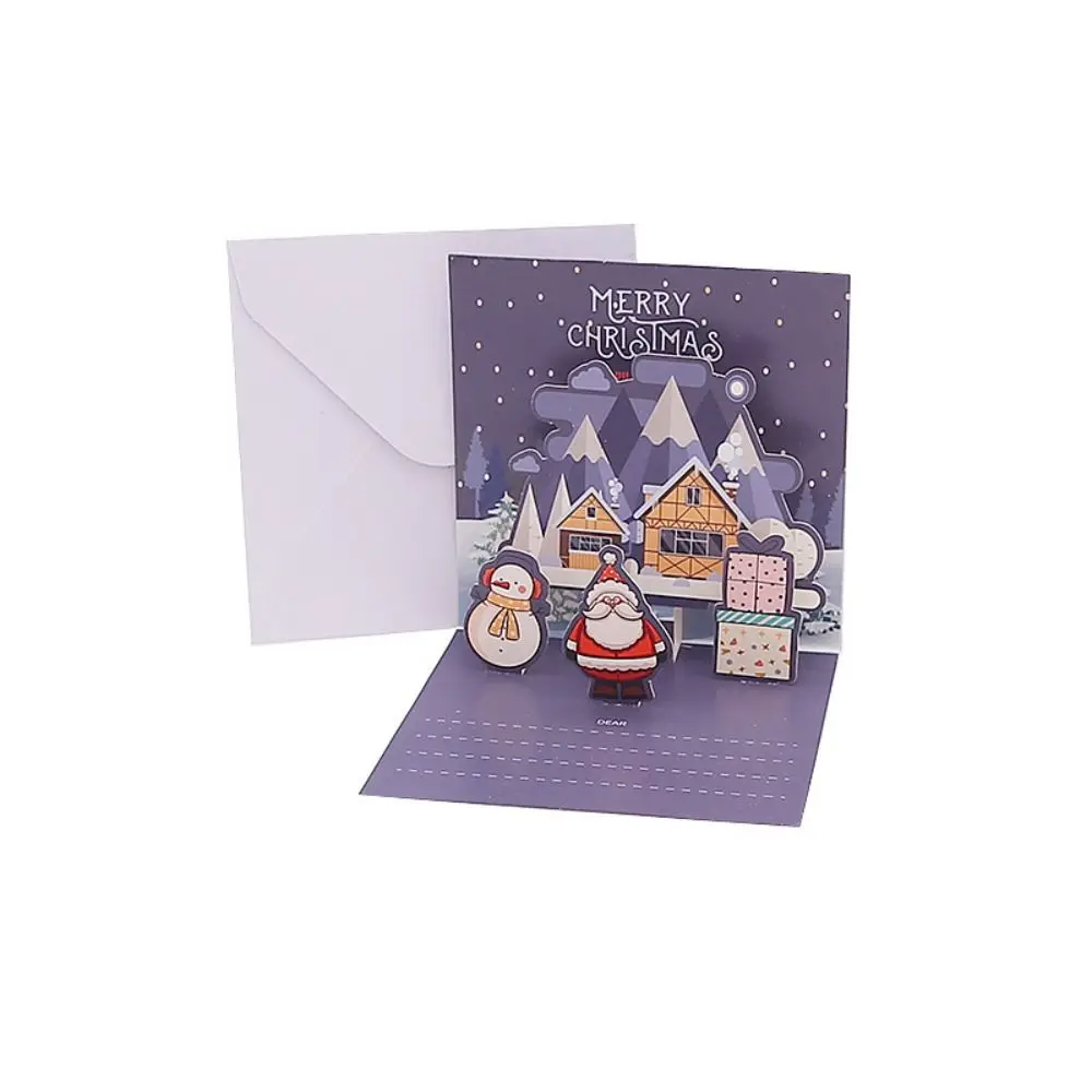 Christmas Tree Merry Christmas 3D Cards Handwriting Invitation Christmas Pop-Up Cards Blessing Folding New Year Greeting Cards