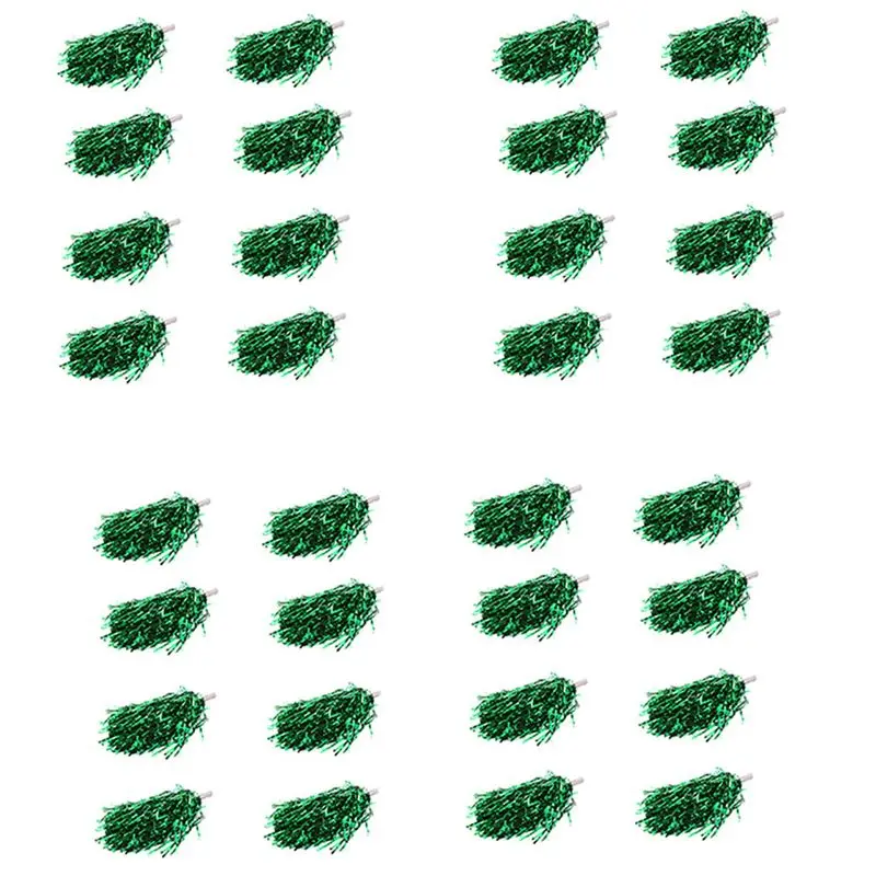 CGDS-96Pcs Cheerleading Pom Poms Metallic Foil Cheer Pom Poms With Plastic Handle For Adults Kids Cheerleaders Party Green