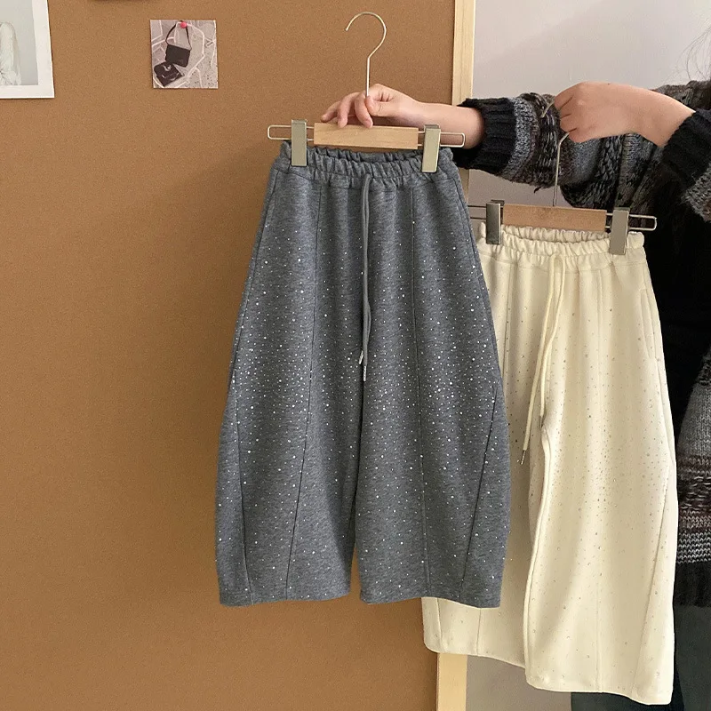 

Girls 2026 Casual Wide Leg Pants Fashion Versatile Loose Splicing Lazy Wind Long Pants