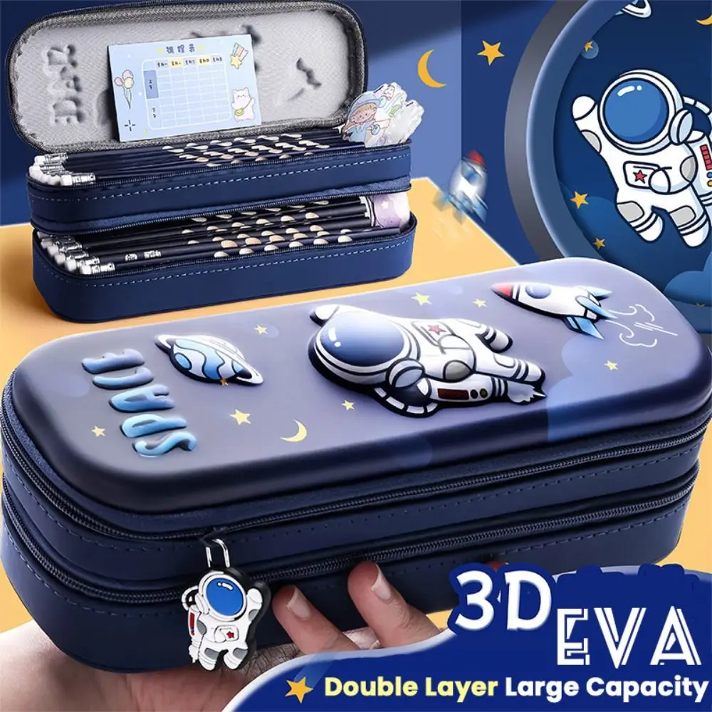 Cartoon Capyabra 3D Bleistift Fall Doppel Schicht Große Kapazität Schreibwaren Box Student Multifunktionale Wasserdichte Stift Box