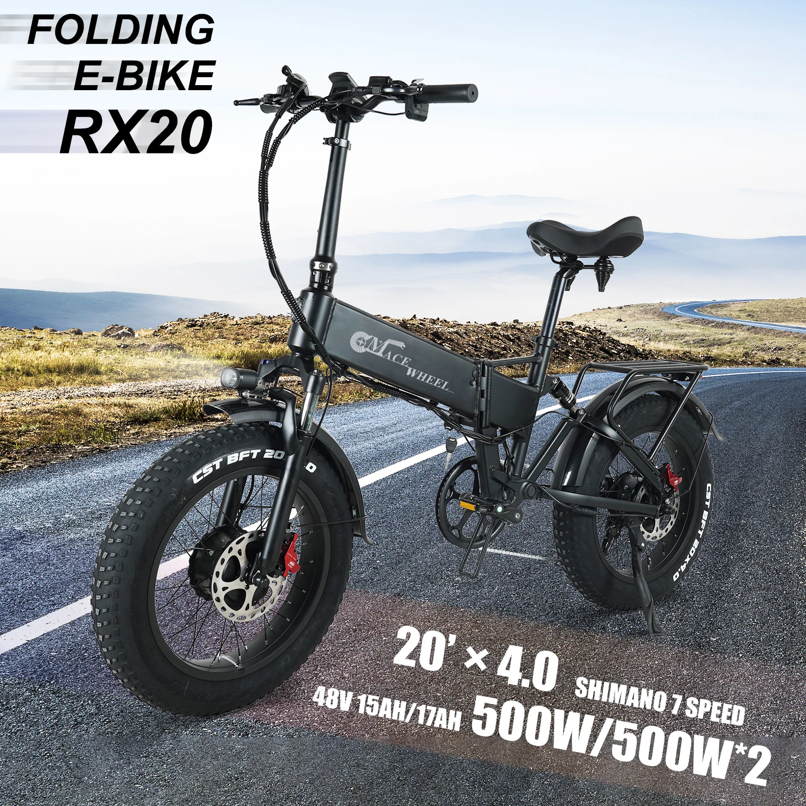 

CMACEWHEEL 20" Folding Bike Peak 750W 18Ah Ebikes for Adults Foldable Ebike Electric Bicycle with 48V Remo Snow Motorcycles