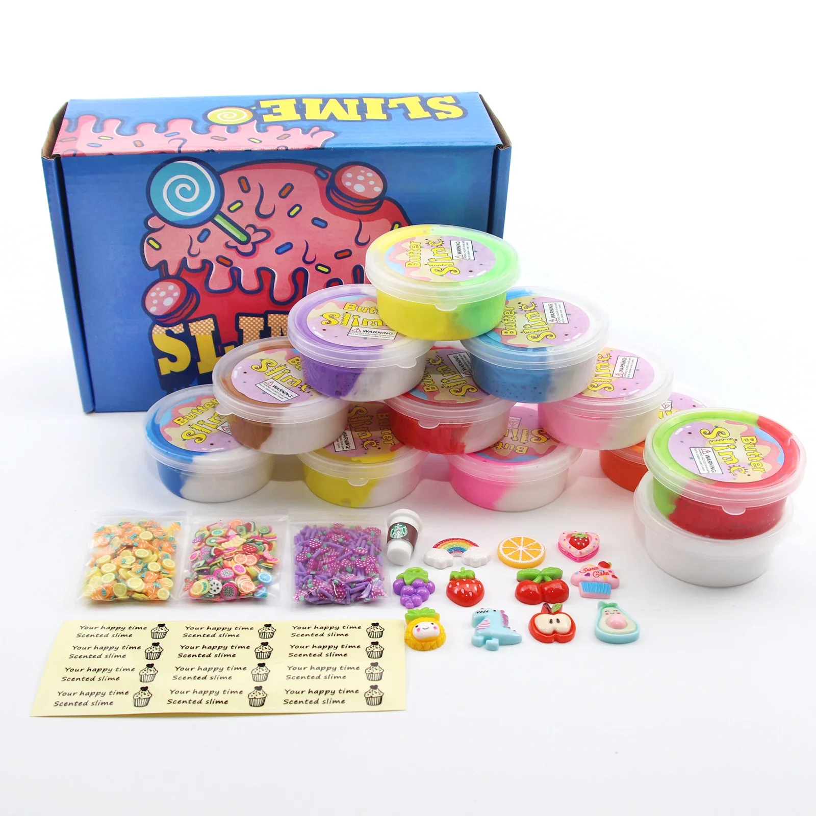 12pcs Slime Fluffy Esponjoso Kit Butter Mud Color Cotton Set with Colored Mud  Slime Enfant  Arcilla Polimerica