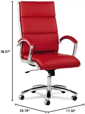 Alera, Red Neratoli Series HighBack Swivel/Chair, Soft Leather, Chrome Frame, High-Back