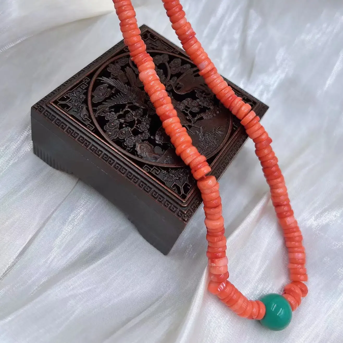 Short Collar Nigeria Wedding African Bride Jewelry Round Turquoise Natural Sea Bamboo Orange Coral Necklace 17inch view 5