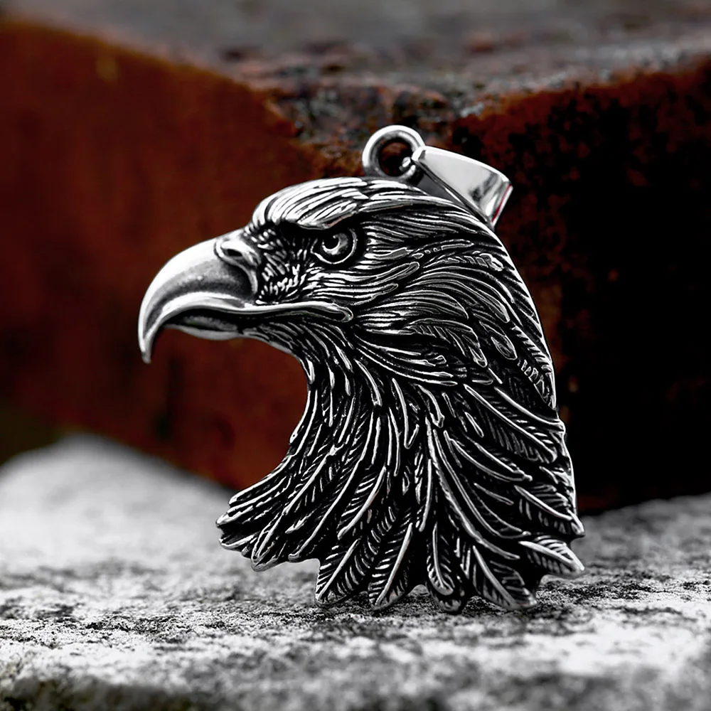 

Vintage 316L Stainless Steel Double Sided Eagle Pendant Necklace For Men Women Fashion Biker Animal Necklaces Party Jewelry Gift