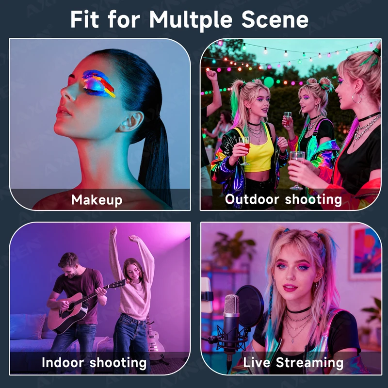 ضوء حلقة سيلفي 26 سم RGB ملء LED مع حامل جهاز تحكم عن بعد للهواتف الذكية والفيديو المحمول والإضاءة الفوتوغرافية المباشرة