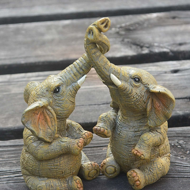 

Elephant Couple Figurine Elephant Couple Statue Elephant Ornaments for Home Deskpot Cupboard Props Decor Accessories