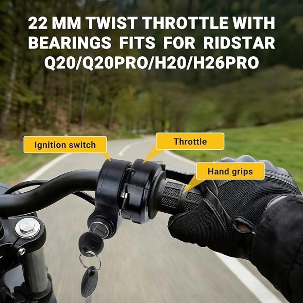 Full Twist Throttle with Rolling Bearing Full Twist Throttle with Key Ignition for Ridstar Q20 Ebike Full Twist Throttle Grip