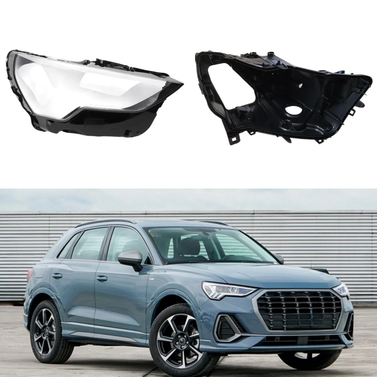 

For Audi Q3 2019 2020 2021 2022 2023 2024 Car Internal Spare Parts Headlights Lights Glass Headlight Lamp Holder
