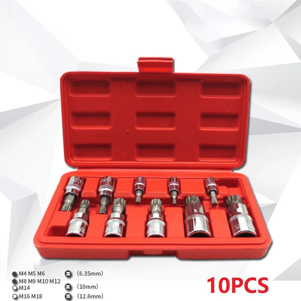 10pcs 12 Point Triple Square Socket Bit Automotive Tool Kit Tamper Proof With Case Tool Kit For Automotive Repair And Maintenanc