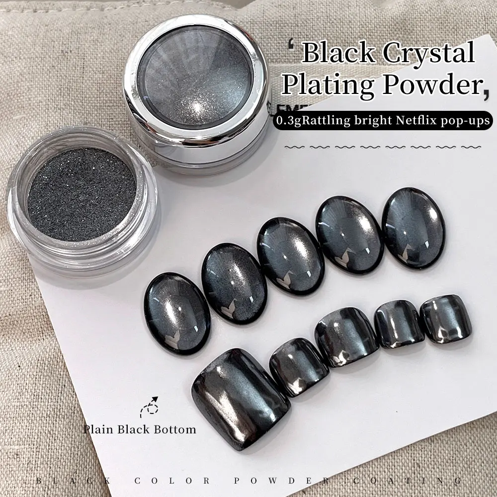 1Pc Black Chrome Powder Mirror Effect Nail Polish Ultra Bright Pure Base Soak Off Gel Polish Cat Eye Nail Manicure Decoration