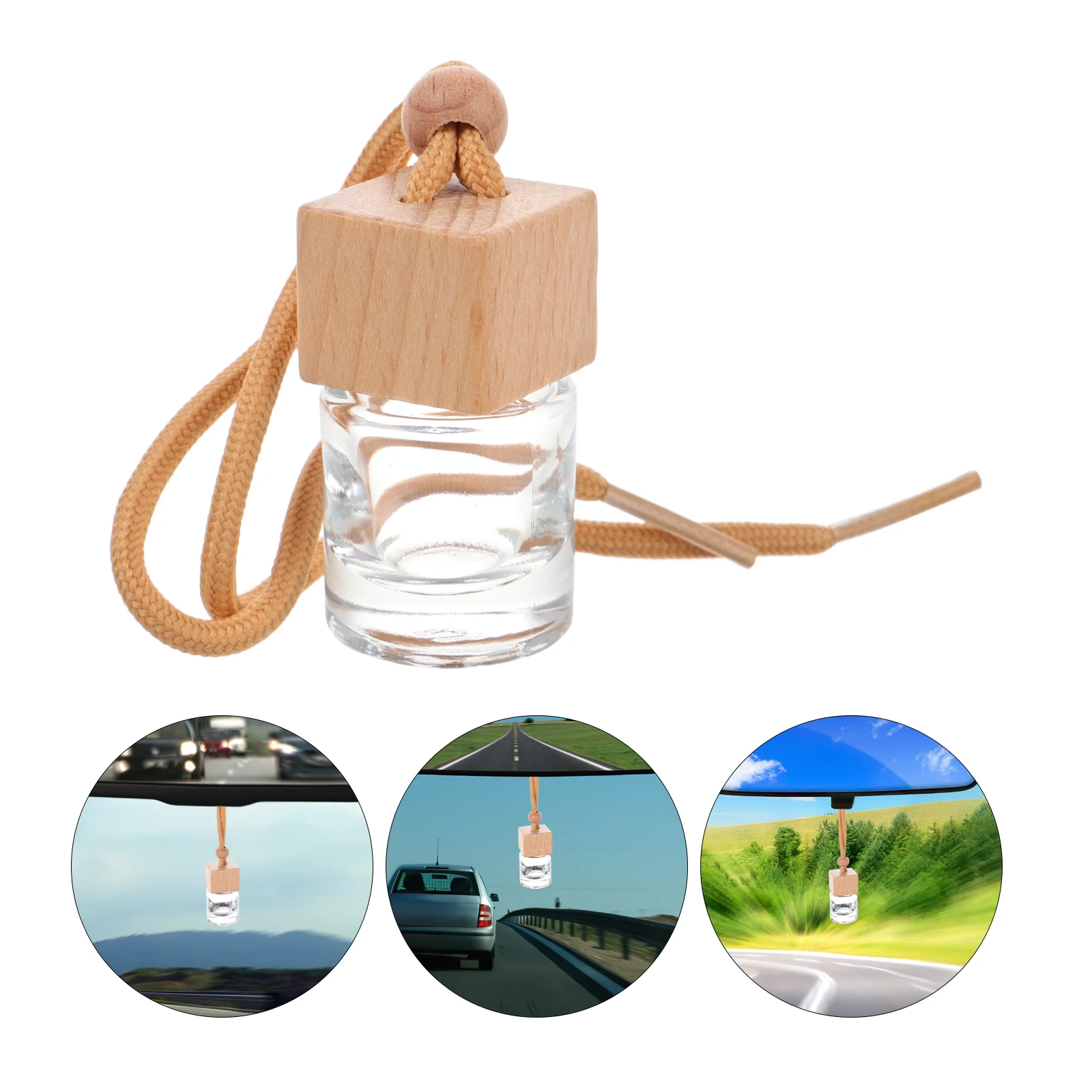 

4pcs Car Perfume Bottle Square Glass Diffuser Hanging Accessory Essential Oil Vials Car Perfume Bottle Pendant Aroma Freshener