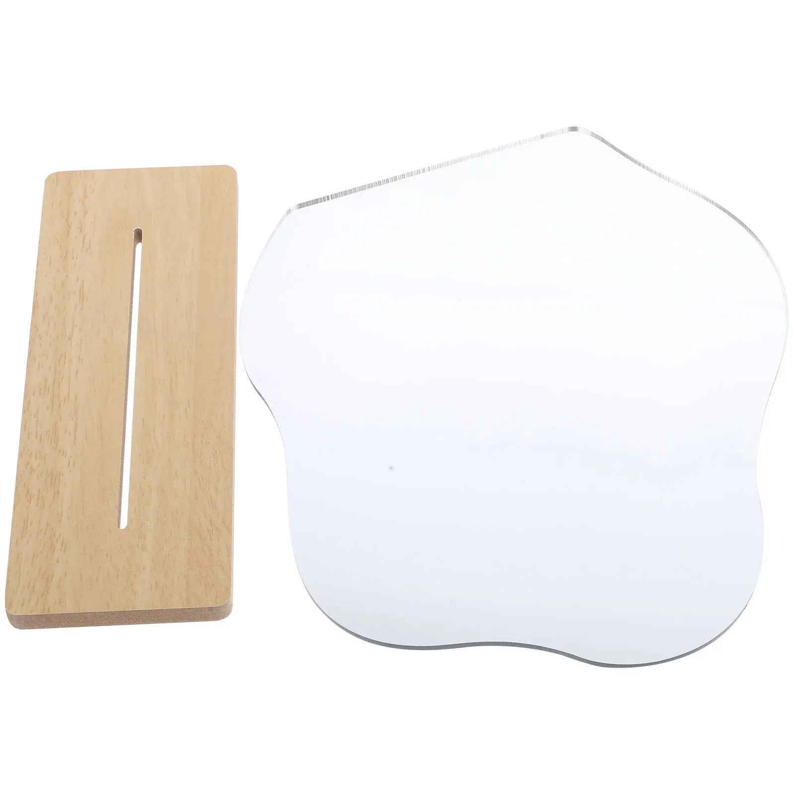 1Set Acryl Wolke Form Make-Up Mit Holz Ständer Desktop Dekor Für Schlafzimmer Badezimmer Büro Tisch Eitelkeit Spiegel Dekorative