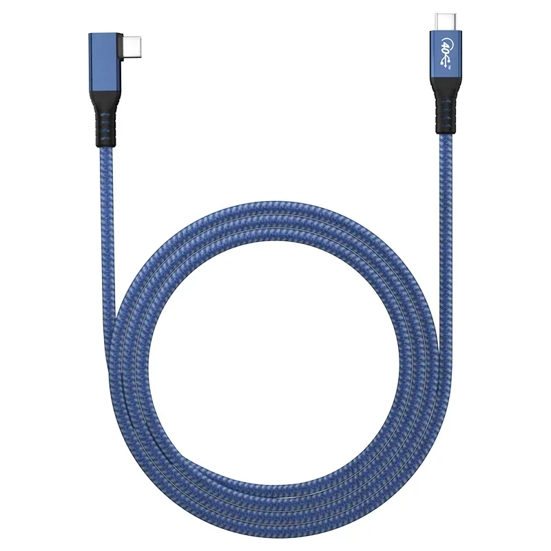 lightning 3 4 Cable USB 4 100W Cable Blue Type C Male To Female Elbow USB4 Data Wire 40Gbps Data Transfer Fast Charger Cables