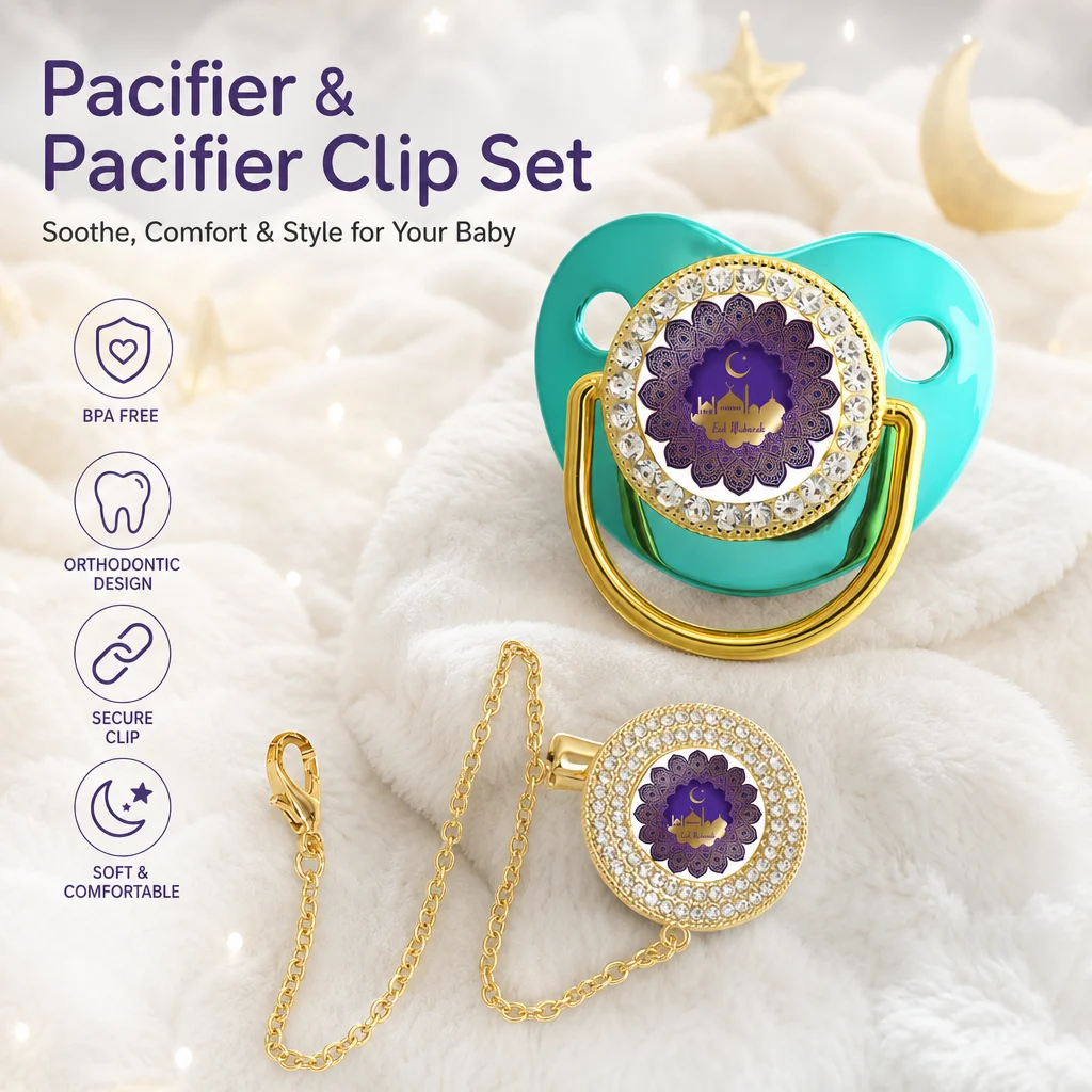 Muslin Print Newborn Pacifier Clip Baby Soother Silicone Teething Chew Toy Calm Comfort Gift Baby Accessories