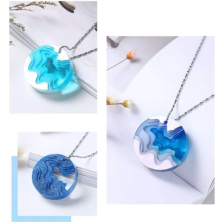 ABQR 3 Set Cetakan Resin Pulau, Cetakan Resin Epoksi Silika Gel, Cetakan Perhiasan, Kerajinan Tangan Gaya Laut DIY, Dekorasi